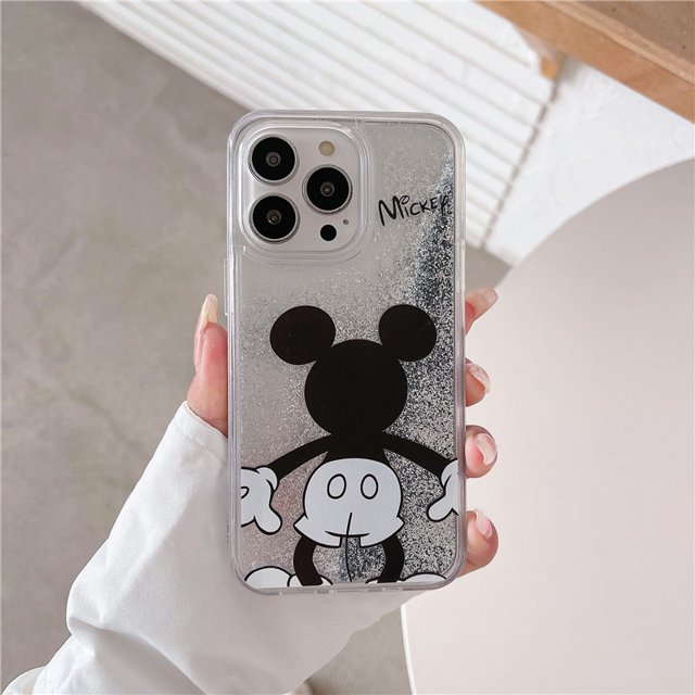Funda De Dibujos Animados De Disney mickey mouse Flash powder Quicksand Para Iphone 14 13 12 11 Pro MAX XS XR 6 7 8 Plus Gao Jiahui unisex