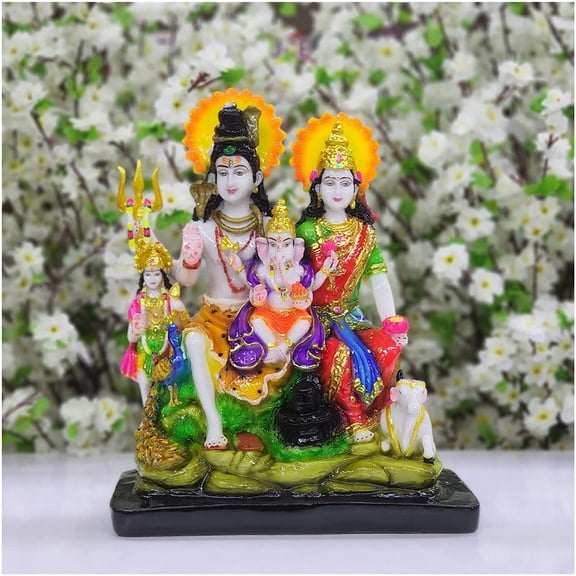 Lord Shiva Family Statue in Resin Shiv Parivar Idol Shiv, Parvati, Ganesha, Kartikey Statue Hindu God Goddess Statue Hindu God Family Idol Handcrafted God Murti Diwali Pooja Statue - AtoZ India Cart