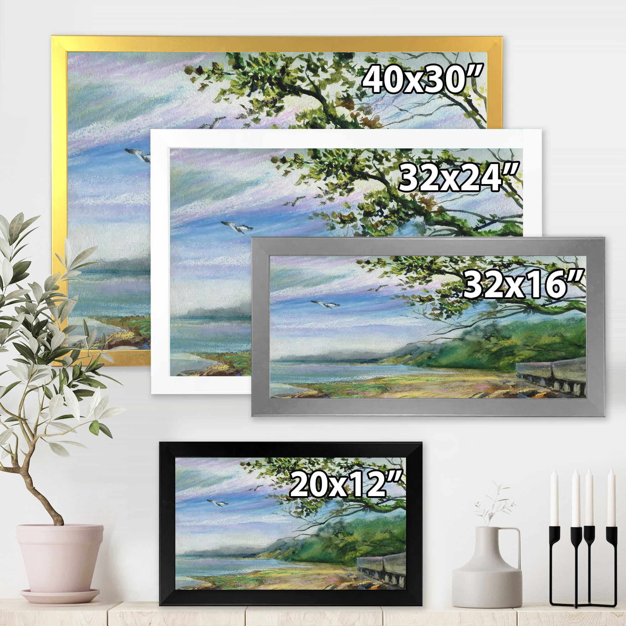 Designart 'Green Coast of The Baltic Sea' Nautical & Coastal Framed Art Print