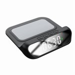 Chargeur multifonctionnel, Horloge de bureau Téléphone mobile Chargeur sans fil, Affichage numérique 2-in-1 Horloge sans fil Chargeur noir