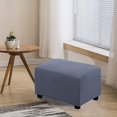 thumbnail image 3 of Stretch Ottoman Cover Pouf Cover Pouf Protector Pouf Storage Cover Furniture Protector Soft Rectangle Slipcover with Elastic Waistband, Dark Gray, 3 of 5