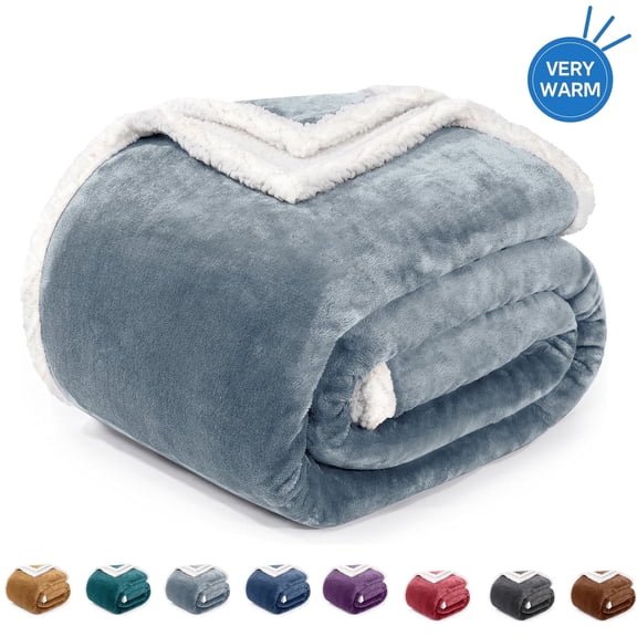 Evlmd Sherpa Throw Blanket for Couch Sofa - Fuzzy Soft Cozy Blanket for Bed, Fleece Plush Warm Blanket for Winter, Washed Blue Fall Winter Thick Throw Blanket, 39x51 Inches