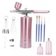 thumbnail image 4 of Juego de aerógrafo, pulverizador de pintura, aerógrafo portátil de mano con boquilla y cepillo de limpieza, kit de compresor de aire para pintar Rosa, 4 of 9