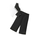 thumbnail image 3 of Miluxas Girl's 2 Piece Outfit Irregular Sleeveless V Neck Blazer Vest and Wide Leg Pants Set Black 6-7 Years, 3 of 7