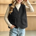 thumbnail image 2 of LIaqionyy Girls Fleece Vest V Neck Sleeveless Outerwear Kids Casual Lightweight Button down Sherpa Waistcoat with Pocket, 2 of 8