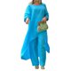 thumbnail image 1 of Atuendos Con Pantalones De Pierna Ancha 2 unids/set conjuntos de dos piezas sueltos sólidos traje de pantalones sueltos para ir de compras (azul XL) Cgtredaw Para estrenar, 1 of 9
