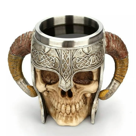 

BLOPQ Stainless Steel 3D Drinking Cup Resin Skull Mug Beer Tea Cups Bar Drinkware-default