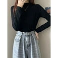 thumbnail image 3 of Chandail Col Roulé pour Femmes Automne Manches Longues Slim Coréen Simple Basique Couleur Unie T-Shirt Chandail Pas Cher pour Femmes, 3 of 5