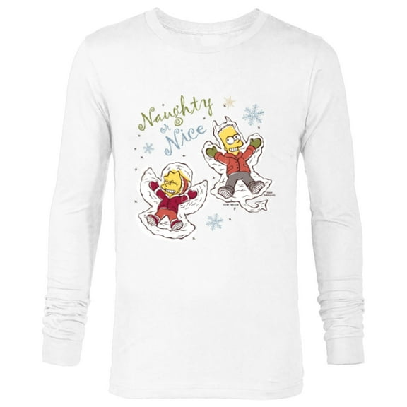 The Simpsons Bart and Lisa Christmas Holiday Naughty or Nice - Long Sleeve T-Shirt for Men - Customized-White