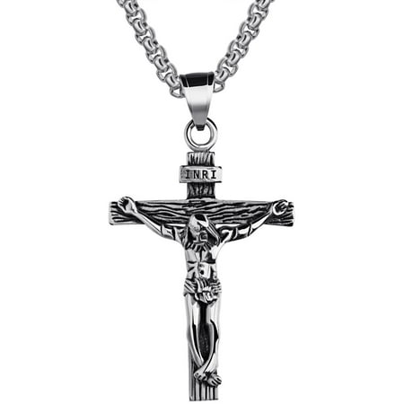 Men's Stainless Steel Jesus Christ Crucifixion Cross Pendant