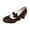 Brown, variant on Mary Jane High Heels Bowknot Strap Comfortable Dress Shoes for Ladies Women's Party Wedding