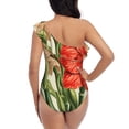 thumbnail image 5 of Zufioo Vibrant Amaryllis Flowers Print One-shoulder Ruffled One-piece Swimsuit, High Elastic Integrated Removable Chest Pad Swimsuit Suitable for Beach, Pool and Vacation-X-Large, 5 of 6