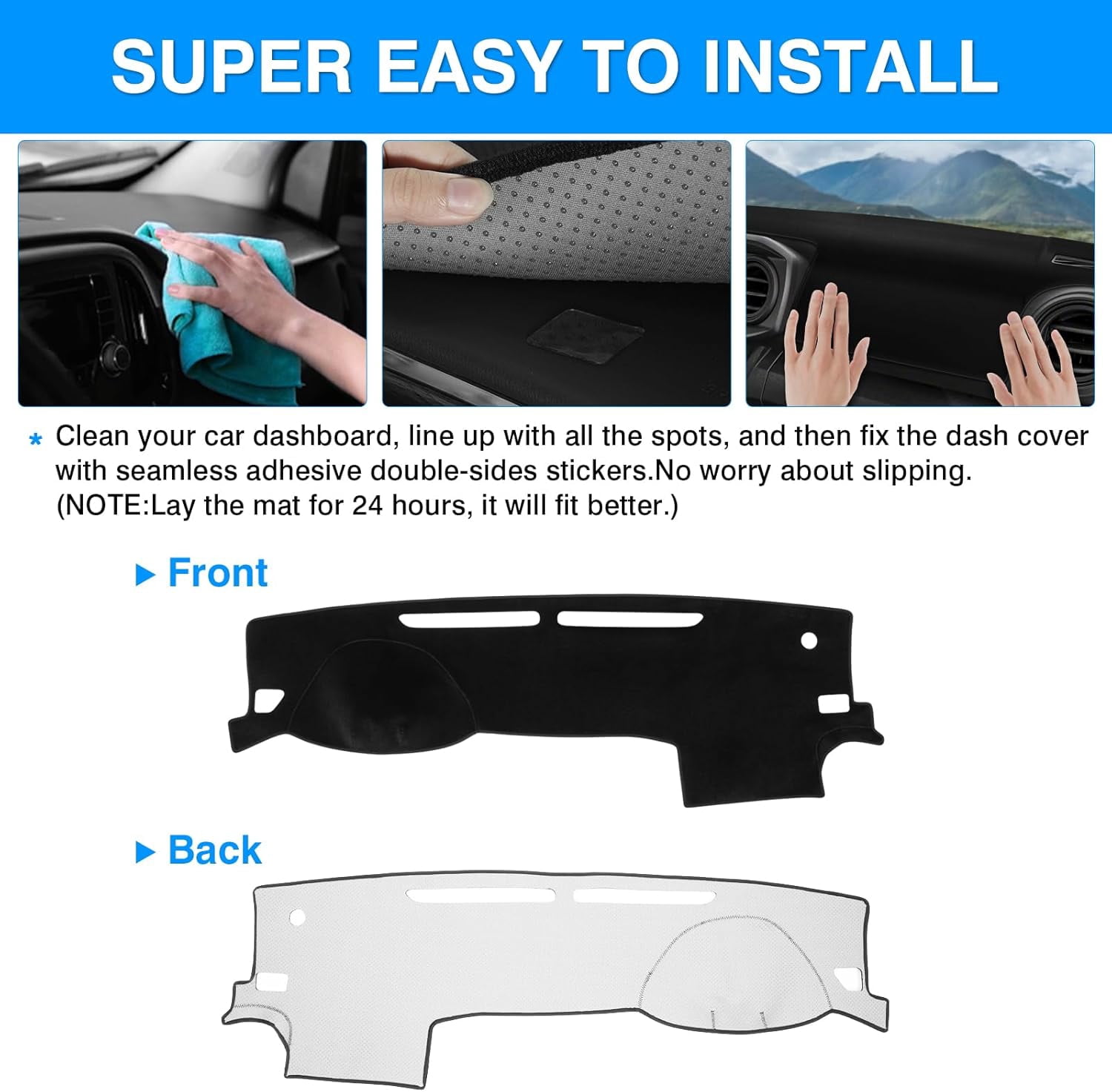 Canvcle Dashboard Cover Mat for 2016-2021 2022 2023 Toyota Tacoma Accessories Dash Cover Upgrade Velvet Dash Mat Sunshade Glare UV Rays Protector