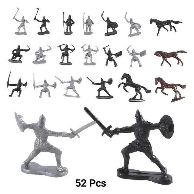 52 Pcs/Bag Medieval Cavalry War Horse Soldier Model Roman Soldier Ancient Medieval Warrior Model Act
