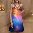 thumbnail image 3 of Galaxy Print Dress for Women Summer Sleeveless Casual A Line Tank Sundress Criss Cross V Neck Mini Dress, 3 of 6