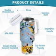 thumbnail image 2 of Yayeee 30oz Stainless Steel Tumbler with Straw and Handle Double-Wall Insulated Travel Water Bottle, Colorful Leaves, 2 of 8