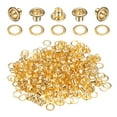 thumbnail image 1 of Uxcell 100 conjuntos de ojales de latón de 3 mm 1/8 pulgadas con arandelas para tela, cortinas, lonas, cinturones de cuero, zapatos, bolsas, bricolaje, dorado, 1 of 7