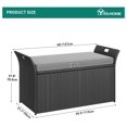 thumbnail image 2 of 90 Gallon Outdoor Wicker Storage w/Cushion, Large PE Rattan Deck Storage Box w/Handles & Hydraulics for Patio Furniture, Cushions, Garden Tools, Pool & Sports Equipment, Black &Grey, 2 of 8