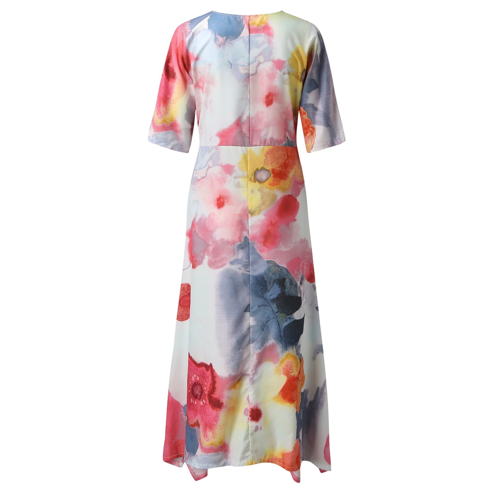 Jamsmile Womens Dress Summer Marble Floral Print Maxi Dresses Casual Half Sleeve Flowy Boho Holiday Long Tunic Sundress