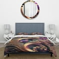 thumbnail image 3 of Designart "Ornate Abstractions Purple and Gold Florals II" Floral Bedding Covert Set - Traditional Gold Bed Set With 2 Shams, 3 of 6