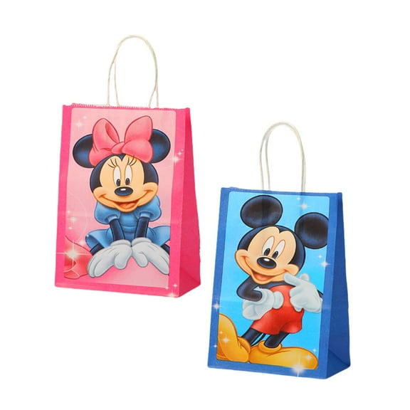 16 Pcs Mickey and Minne Party Gift Bags, Birthday party bags, Cartoon candy bags, Party Decoration Supplies（8.26"×5.9"×3.15"）