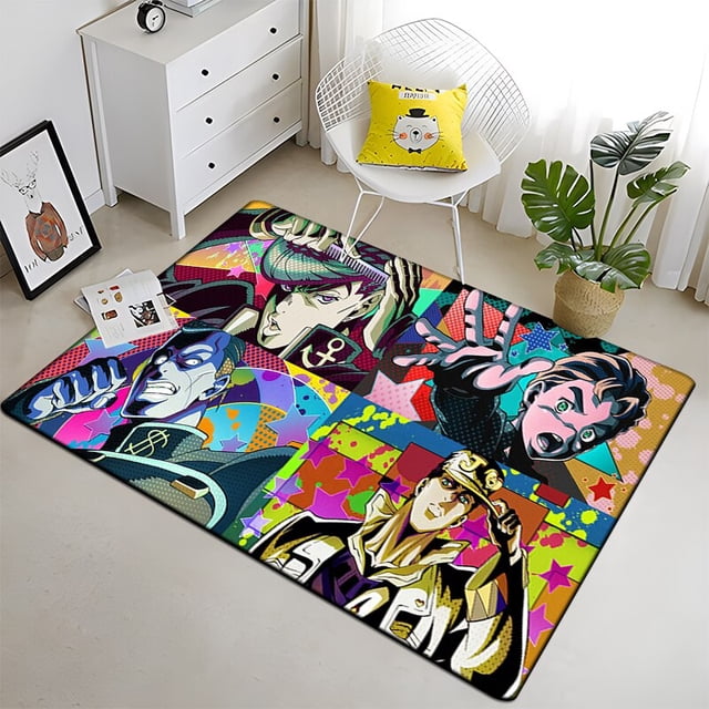 Jojo - Alfombra de pintura animada Área grande Negro Suave Decoración para el hogar Boho Picnic840x60cm (15x23 pulgadas)40x60cm (15x23in) zhangyuxiang unisex