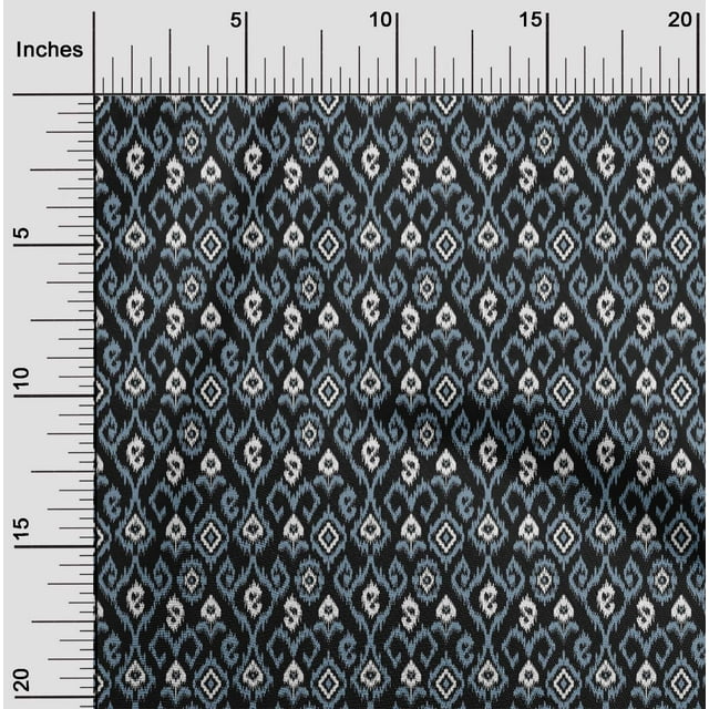 oneOone Organic Cotton Poplin Twill Fabric Ogee & Paisley Ikat Printed Fabric 1 Yard 42 Inch Wide