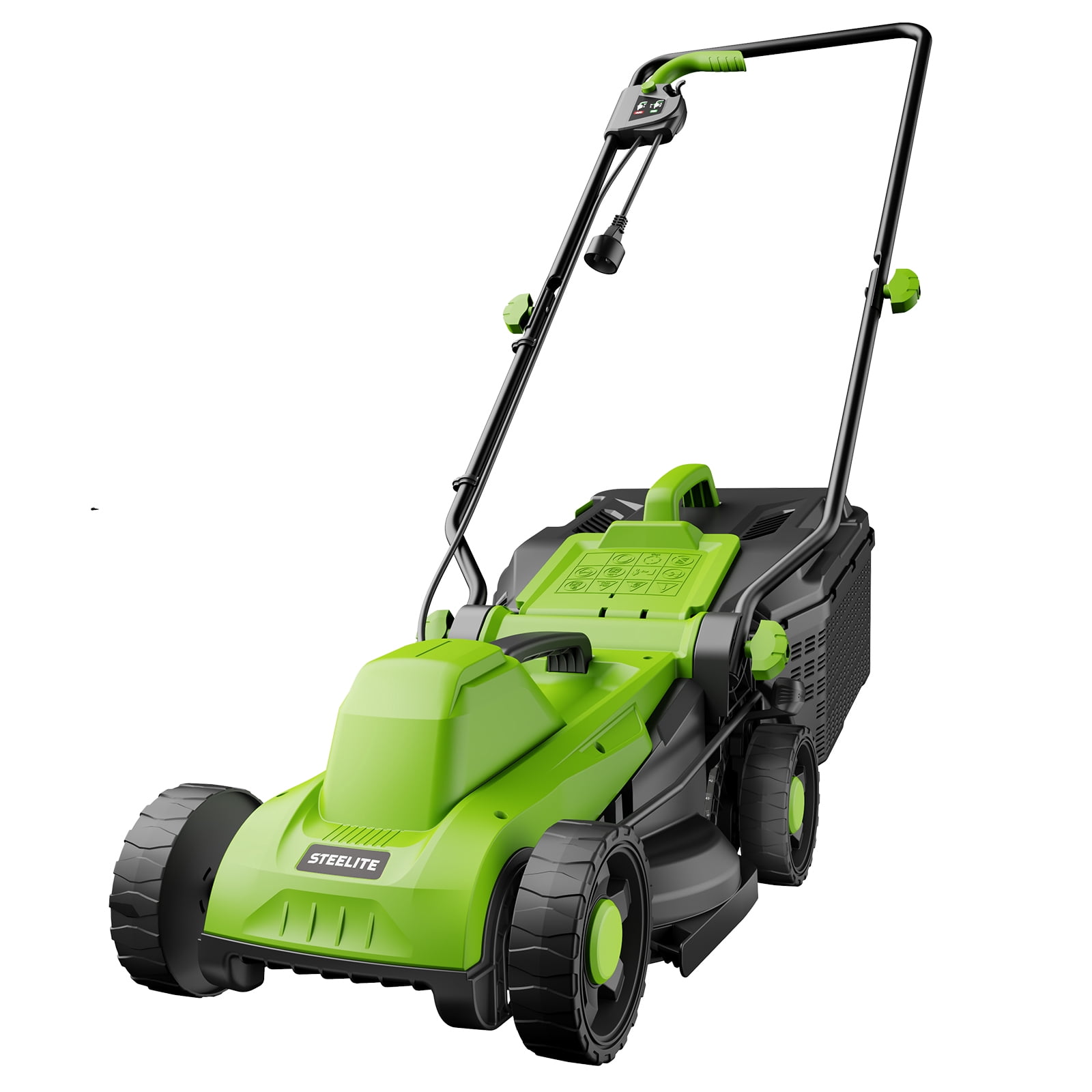Steelite 13 Inch 11-Amp Corded Electric Lawn Mower, Corded Push Lawn Mower with 5-Position Cutting Height Adjustment,8-Gallon Collection Bag,Lightweight Grass Cutter Machine for Lawn Care