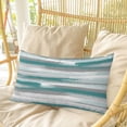 thumbnail image 4 of Blue Gray Stripes Pillow Covers, Linen Long Throw Pillow Case, Watercolor Modern Abstract Minimalist Holiday Pillow Protector Decorative Cushion Cover for Living Room/Bedroom 20" x 36", 4 of 8