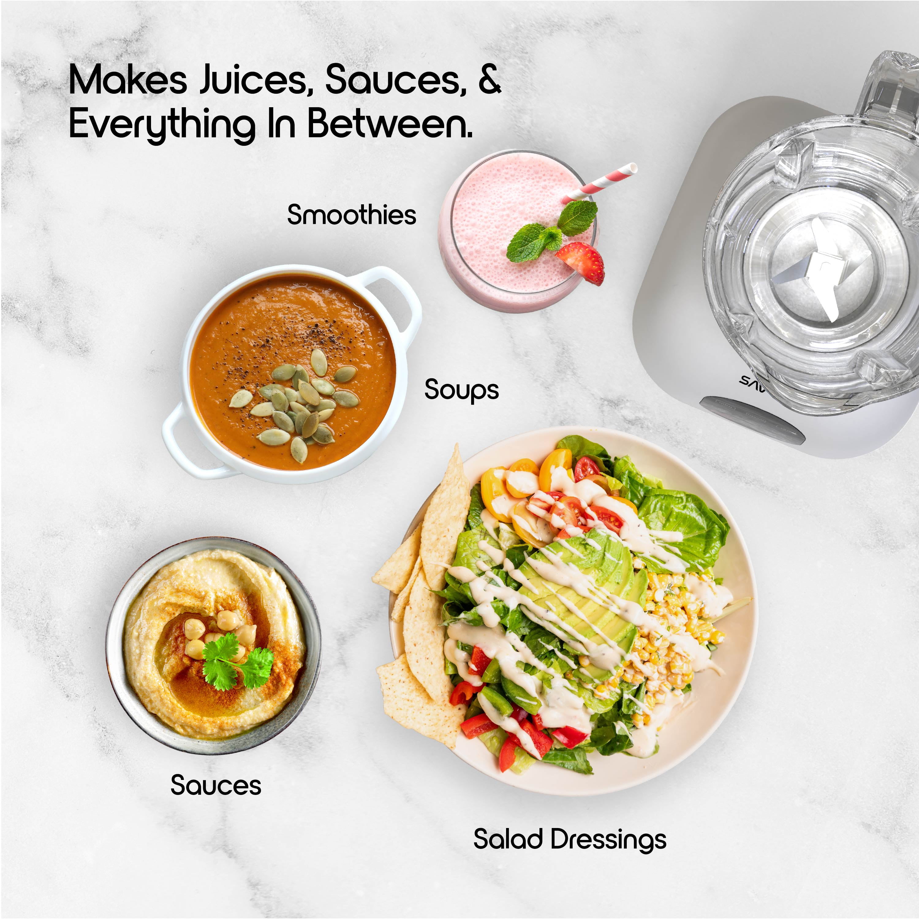 Savour by Tzumi 500W Touchscreen Smoothie Blender – 50oz Ice Crushing Countertop Blender for Smoothies, Sauces, Cocktails and More