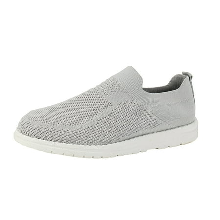Fauean Slip on Sneakers Women Ladies Flat Bottomed Casual Shoes Suitable for Daily Wear Grey Size 41
