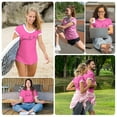 thumbnail image 6 of MIXUE Womens Summer Tops Letter Print Round Neck Short Sleeve Fashion Casual Shirts For Women Tee Shirts Activewear,Pink,XXL, 6 of 8