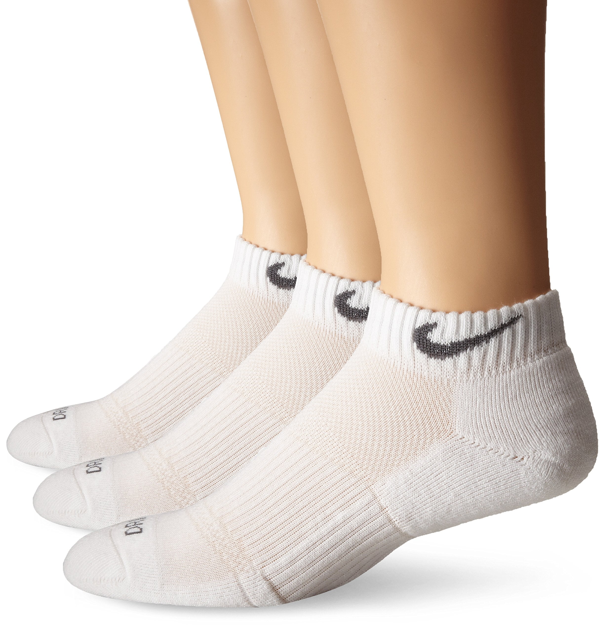Nike SX4829001 DriFit Cushion LowCut Training Socks (Large, White