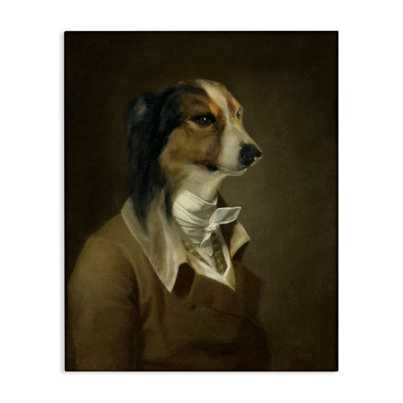 Stupell Industries Classic Attire Dog Portrait Animals & Insects Painting Gallery Wrapped Canvas Art Print Wall Art, 16 x 20