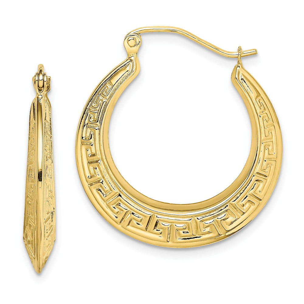 clip-on OR post 25mm Gold Overlay Greek Key Earrings