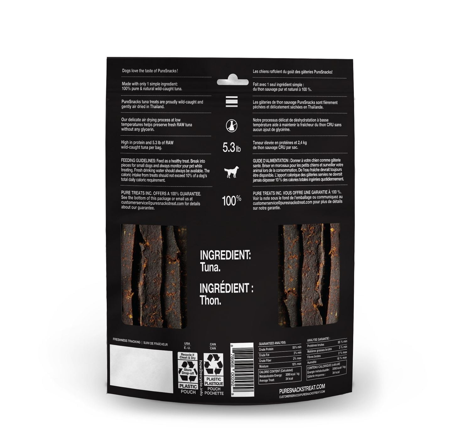 PureSnacks jerky du thon pour chien 21,2 fois | 601g