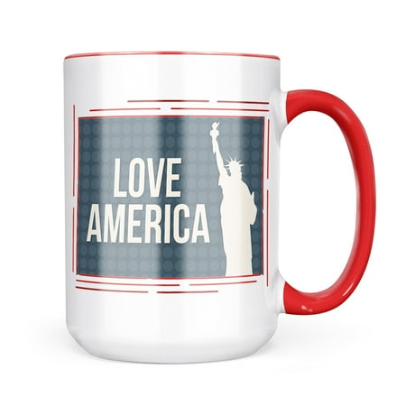 

Christmas Cookie Tin Love America Fourth of July Lady Liberty Mug gift for Coffee Tea lovers