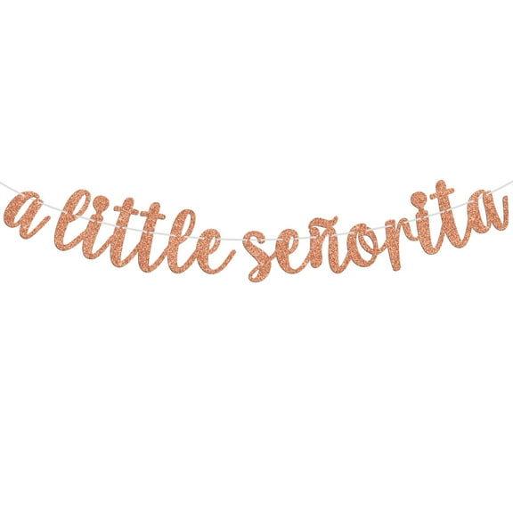 A Little Señorita Banner for Mexican Fiesta Gender Reveal Baby Shower New Born Party Decoration Supplies, Rose Gold Glitter