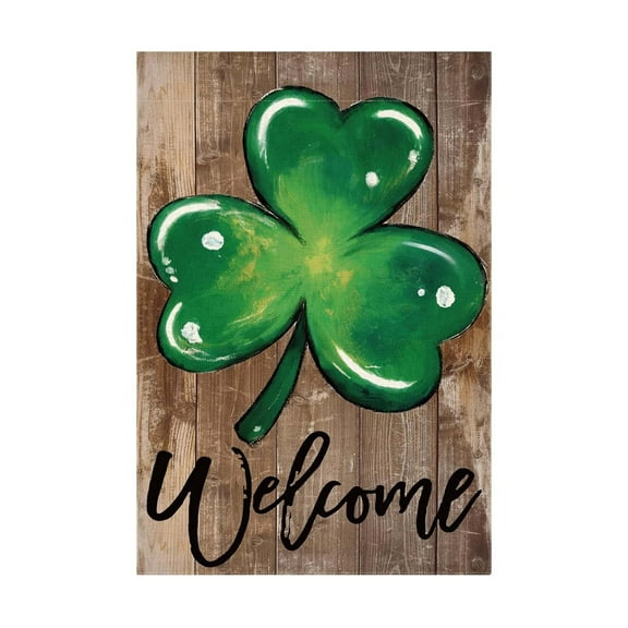 St Patricks Day Welcome Garden Flag 12" x 18" Green Irish Lucky Shamrock Outdoor Decoration for Floral Yard Lawn Decor