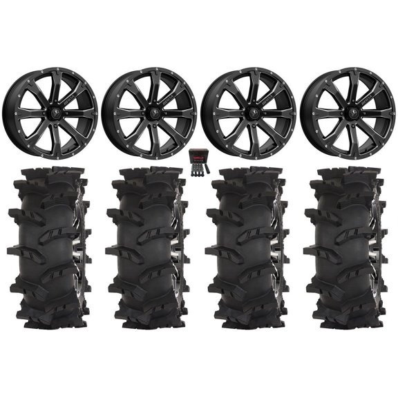 MSA Bounty 18" Wheels Black 33" Outlaw Max Tires Can-Am Maverick X3 / Honda Pioneer 1000 / Talon