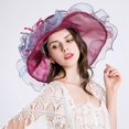 thumbnail image 4 of Sombrero de organza para mujer Moda: Tocado grande Sombrero para el sol Gorra de playa de verano Sombrero de iglesia, 4 of 5