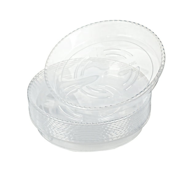 Plant Saucer Tray - 12 Pack 10 Inch Plastic Plant Trays for Pots with Plant Tray Design - Clear Plant Saucers for Outdoors and Indoors Use - Plant Pot Saucers for Potted Plants - Plant Drip Trays
