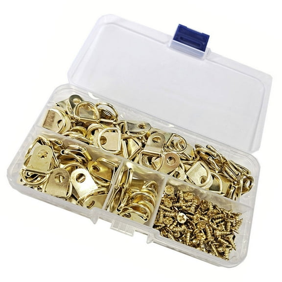 FENGGUIQU Durable Iron Picture Frame Hooks with Screws Golden for Study Room Hanging