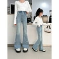 thumbnail image 6 of JLMSPLWG Girls Bootcut Jeans Kids Denim Pants with Pockets Gradient Flared Girls' Jean Daily Wear Elastic Waist Preppy Solid Color Casual Jeans Toddler Girl Clothes, 6 of 7