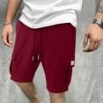 thumbnail image 2 of LTTVQM Mens Cargo Sweat Shorts Athletic Workout Casual Drawstring Elastic Waist Gym Jogger Shorts Summer Sport Short with Pockets Wine 2XL, 2 of 6
