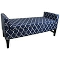 thumbnail image 3 of Blue and White Quatrefoil Dark Wood Storage Bench, 3 of 5