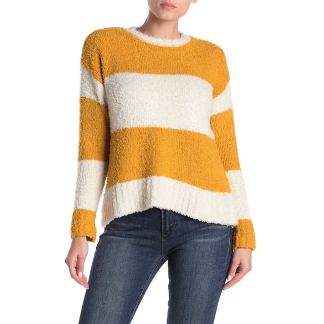 Melloday Pull à Manches Longues pour Femmes en Motif Moutarde Taille m