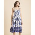 thumbnail image 3 of Moomaya Womens Printed Smocked Viscose Dress, Knee Length, Spaghetti Strap Midi Dress, 3 of 9