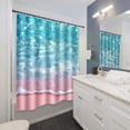 thumbnail image 2 of Beach Ocean Shower Curtains for Bathroom Decor Pink and Blue Seaside Island Coastal Shower Curtain Waterproof Polyester Fabric Shower Curtain Set with Hooks 72x72 in, 2 of 6