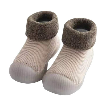 

Leutsin Baby Socks Shoes Casual Fashion Children s Indoor Non-slip Toddler Shoes Plus Velvet Thickened Non-slip Baby Slippers